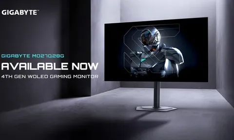 GIGABYTE công bố mở bán màn hình chơi game WOLED 27" QHD 280Hz MO27Q28G với thiết kế không viền 4 cạnh