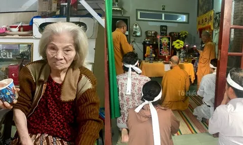 Mẹ ruột ngoài 90 tuổi trong lễ cúng 49 ngày của nghệ sĩ Thương Tín