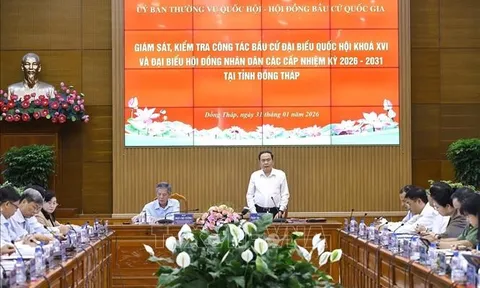 Chủ tịch Quốc hội Trần Thanh Mẫn làm việc với Ủy ban Bầu cử tỉnh Đồng Tháp