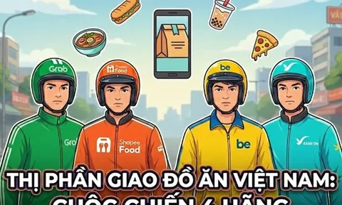 Thị phần mảng giao đồ ăn tại Việt Nam: Grab, Shopee, be và Xanh SM đang phân chia như nào?