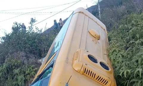 Xe 29 chỗ mất phanh lao xuống sườn đồi ở Sa Pa
