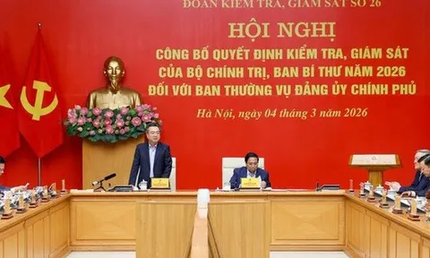 Công bố quyết định kiểm tra của Bộ Chính trị, Ban Bí thư đối với Ban Thường vụ Đảng ủy Chính phủ