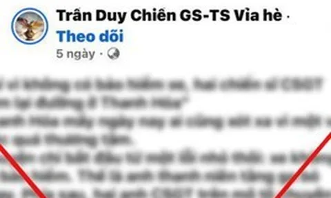 Thông tin 2 CSGT Thanh Hóa tử vong khi đuổi người vi phạm giao thông là sai sự thật