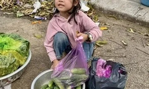 Bé gái mồ côi cha ngồi bán rau ở đường khiến nhiều người xúc động: Diễn biến không ngờ sau đó