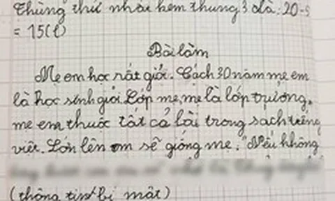 Học sinh lớp 1 kể "cách đây 30 năm mẹ là học sinh giỏi", đọc bí mật câu cuối mẹ rụng rời tay chân