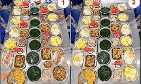2 bức ảnh về bữa ăn trưa của trường học ở Hà Nội có chi tiết gây "hoang mang": Ai tinh mắt mới đoán ra vấn đề!