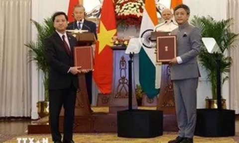 Tổng Bí thư, Chủ tịch nước Tô Lâm và Thủ tướng Ấn Độ chứng kiến Lễ trao các văn kiện hợp tác Việt Nam - Ấn Độ